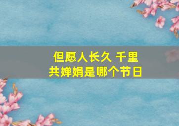 但愿人长久 千里共婵娟是哪个节日